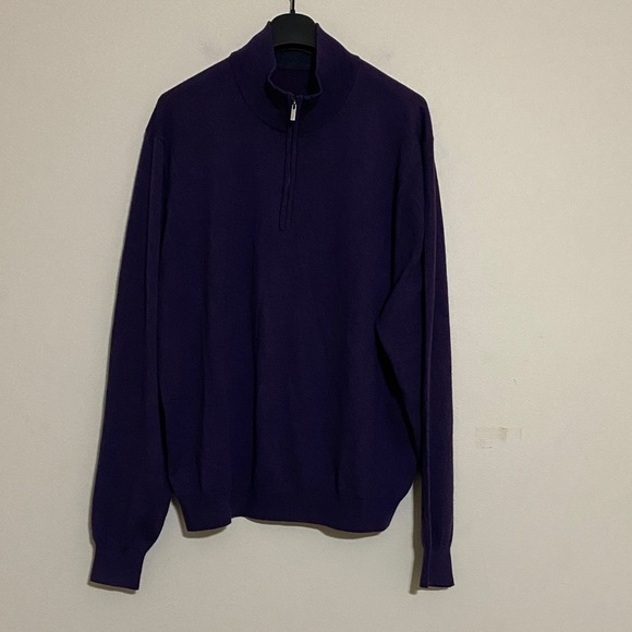Aristo Men's Deep Purple Zip-Up Sweater pull over XL event soft wool cozy office - Picture 1 of 8